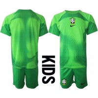 Brasilien Torwart Auswärts Trikotsatz Kinder WM 2022 Kurzarm (+ Kurze Hosen)
